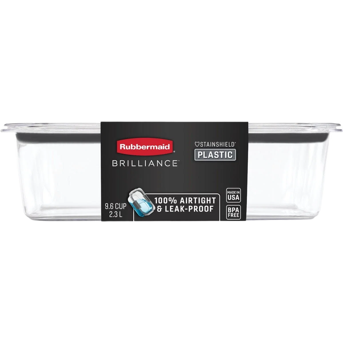 Luxury Rubbermaid Brilliance Rectangular Food Storage Container 9.6 cup Advanced