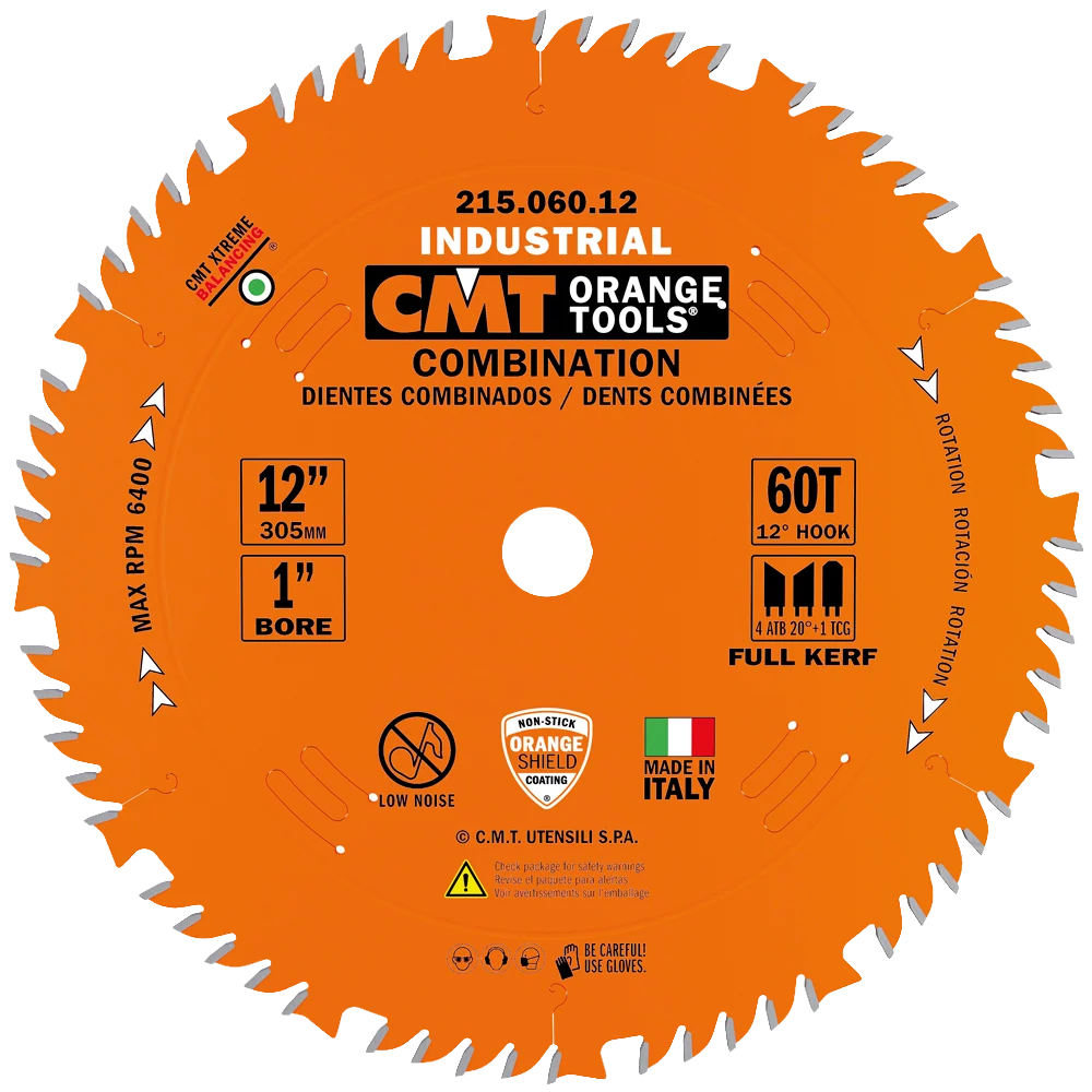 Eco-Friendly CMT Orange Tools 12 60T Combination Saw Blade Lightweight