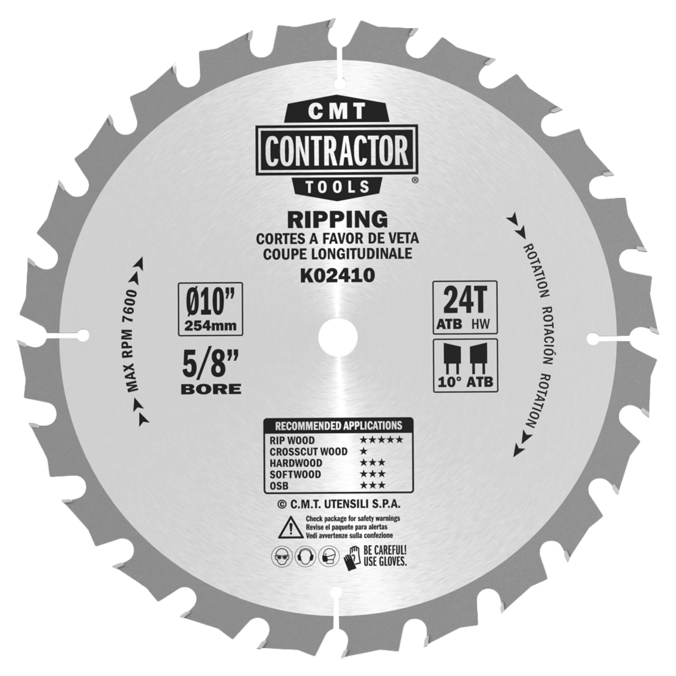 Efficient CMT Orange Tools 12 24T Contractor Ripping Saw Blade Elite