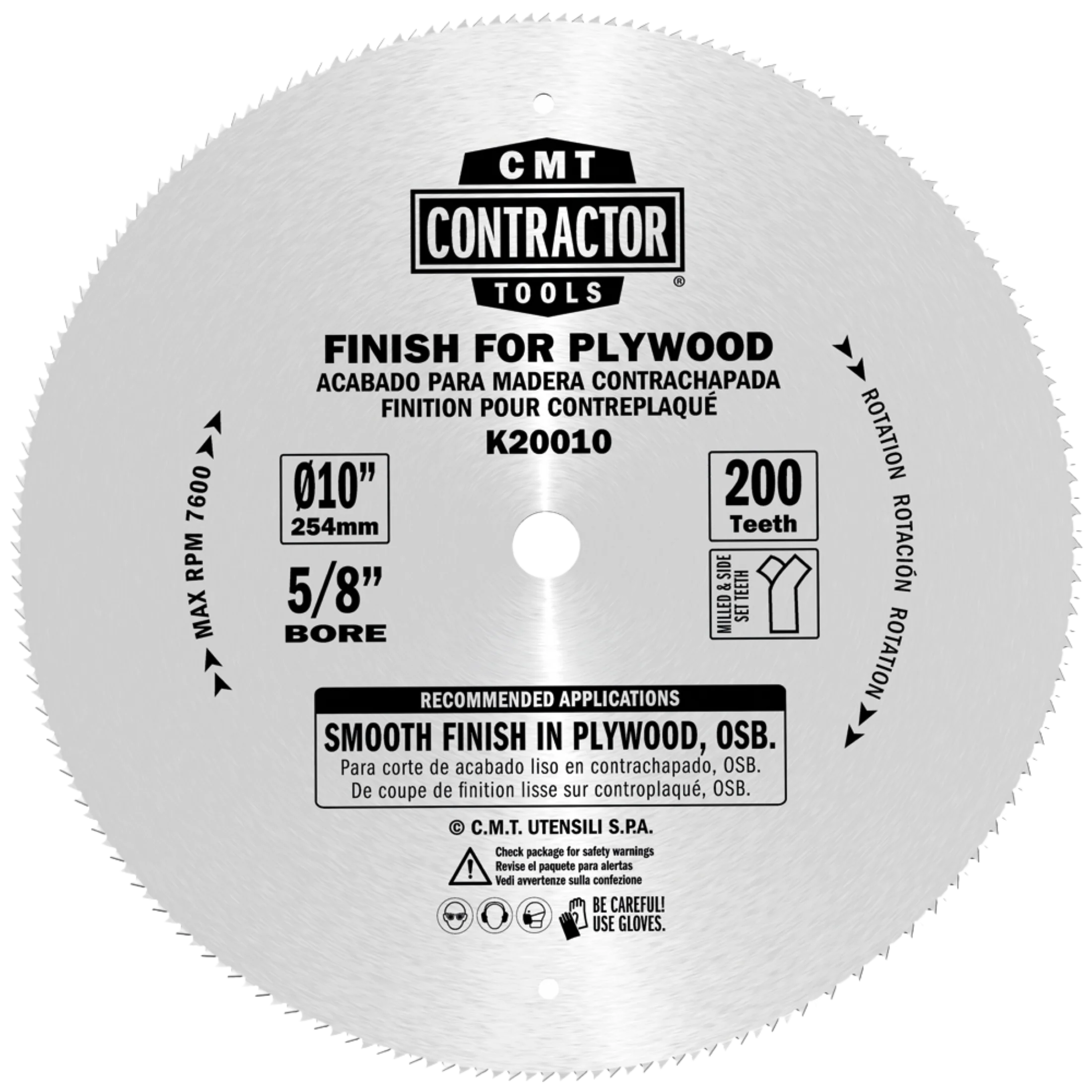 Efficient CMT Orange Tools 10 200T Contractor Finish Saw Blade For Plywood 10 x0.094 0.071 X5 8 T 200 Clean