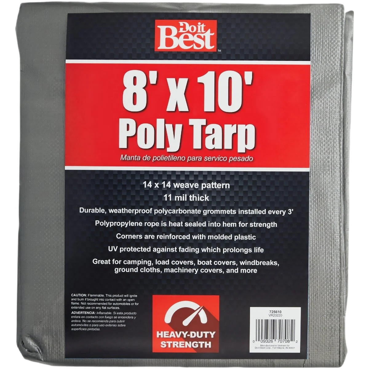 Elite Do it Silver Woven Heavy-Duty Silver Poly Tarp 8 x 10 ft. Recyclable