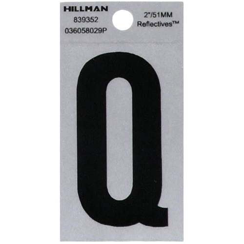 Superior Hillman 2 in. Black Silver Reflective Mylar Square Cut Sticker Letter Q Convenient