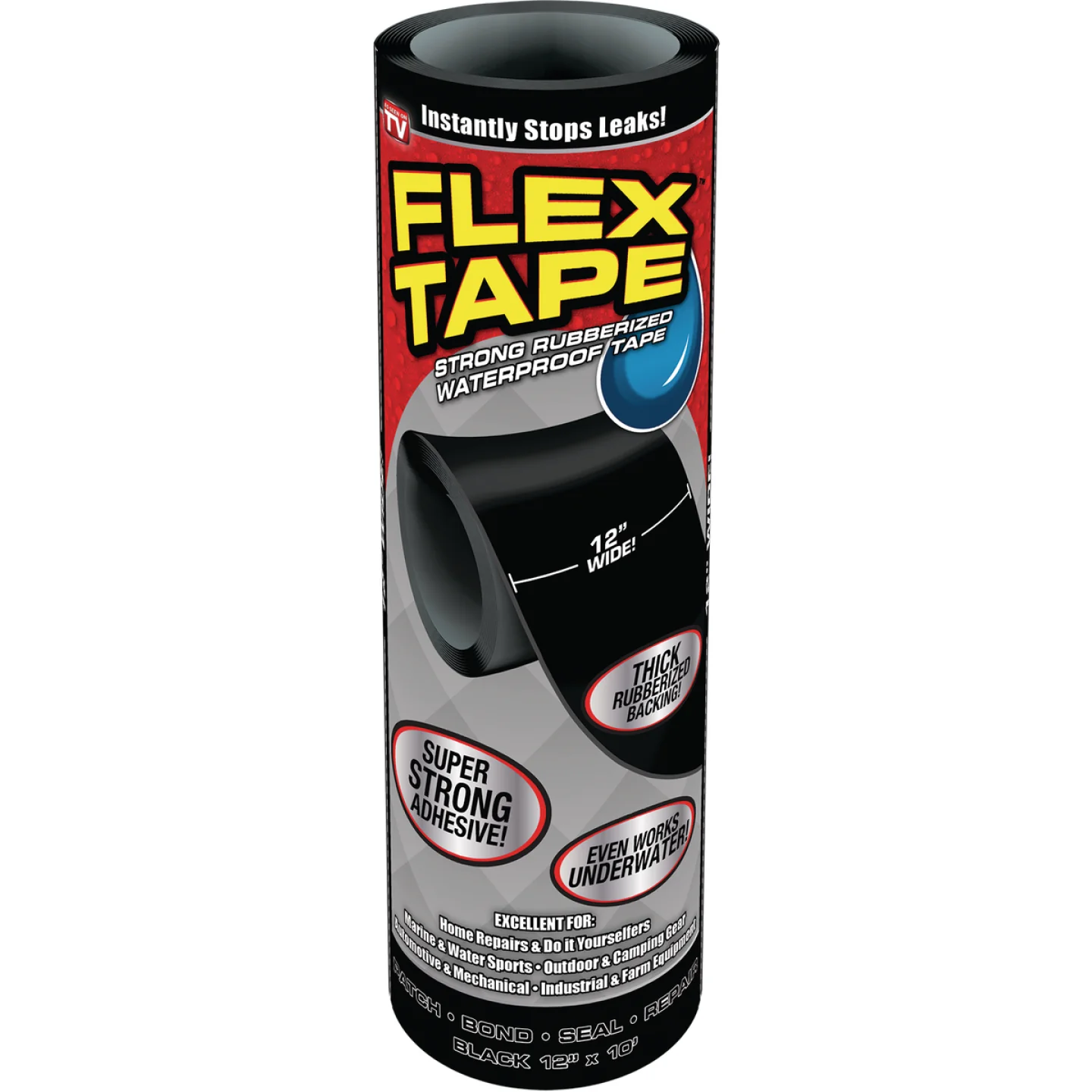 Optimized Flex Tape Black Repair Tape 12 in. x 10 ft. Genuine