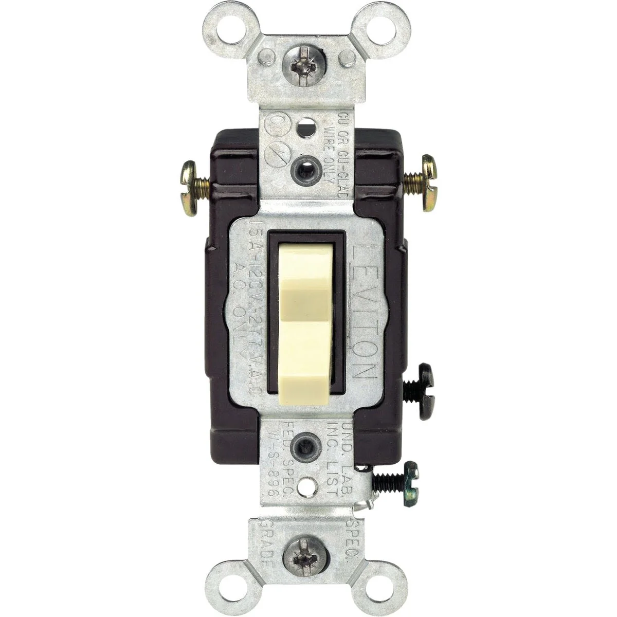 First-Class Leviton Illuminated Grounded 15 Amp Ivory Toggle 3-Way Switch Prestigious
