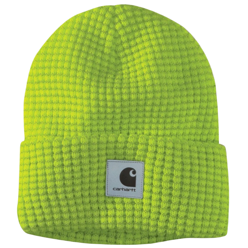 Premium Carhartt Brite Lime Knit Beanie with Reflective Patch Luxury