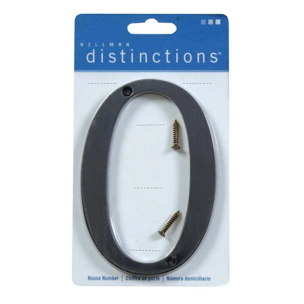Innovative Hillman Distinctions 4-In. Flush Mount Black House Number 0 Fine Crafted