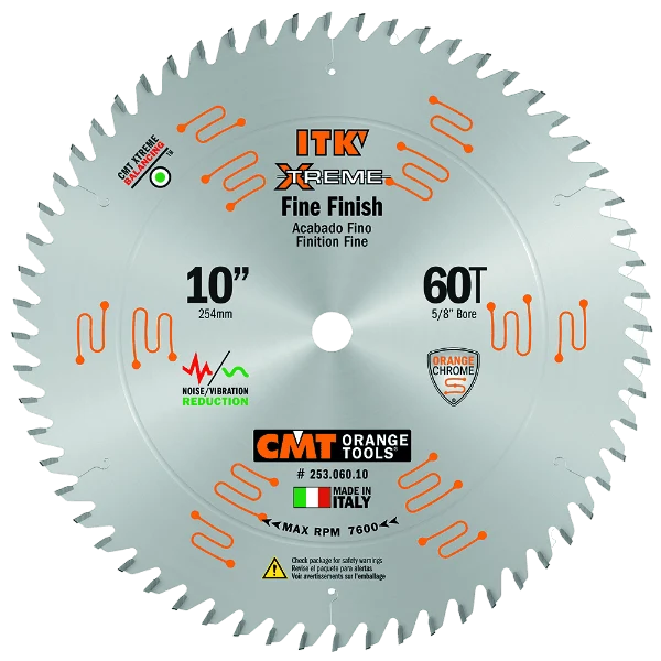 High-Quality CMT Orange Tools 10 60T Sliding Fine Finish Circular Saw Blade Long-Lasting