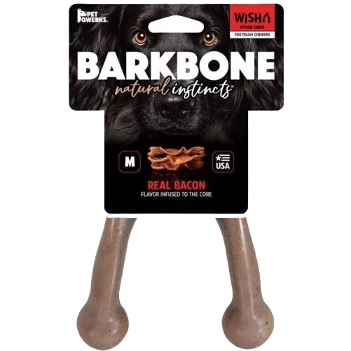 Powerful Pet Qwerks Medium Bacon Barkbone Wishbone Carefully Designed