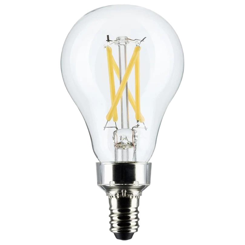 Lightweight Satco 5.5 Watt A15 LED Clear Warm White Candelabra Base Light Bulb 2-Pack Smooth