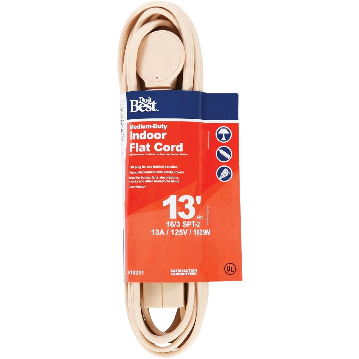 Natural Do it 16 3 Flat Plug Extension Cord Convenient