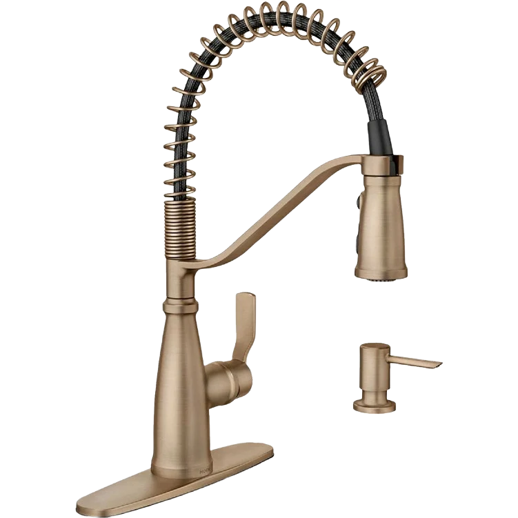 Unique Moen Nolia Bronze Gold One Handle High Arc Pulldown Kitchen Faucet High-Grade