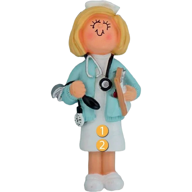Next-Generation Ornament Central Personalized Female Blonde Nurse Ornament Expertly Made