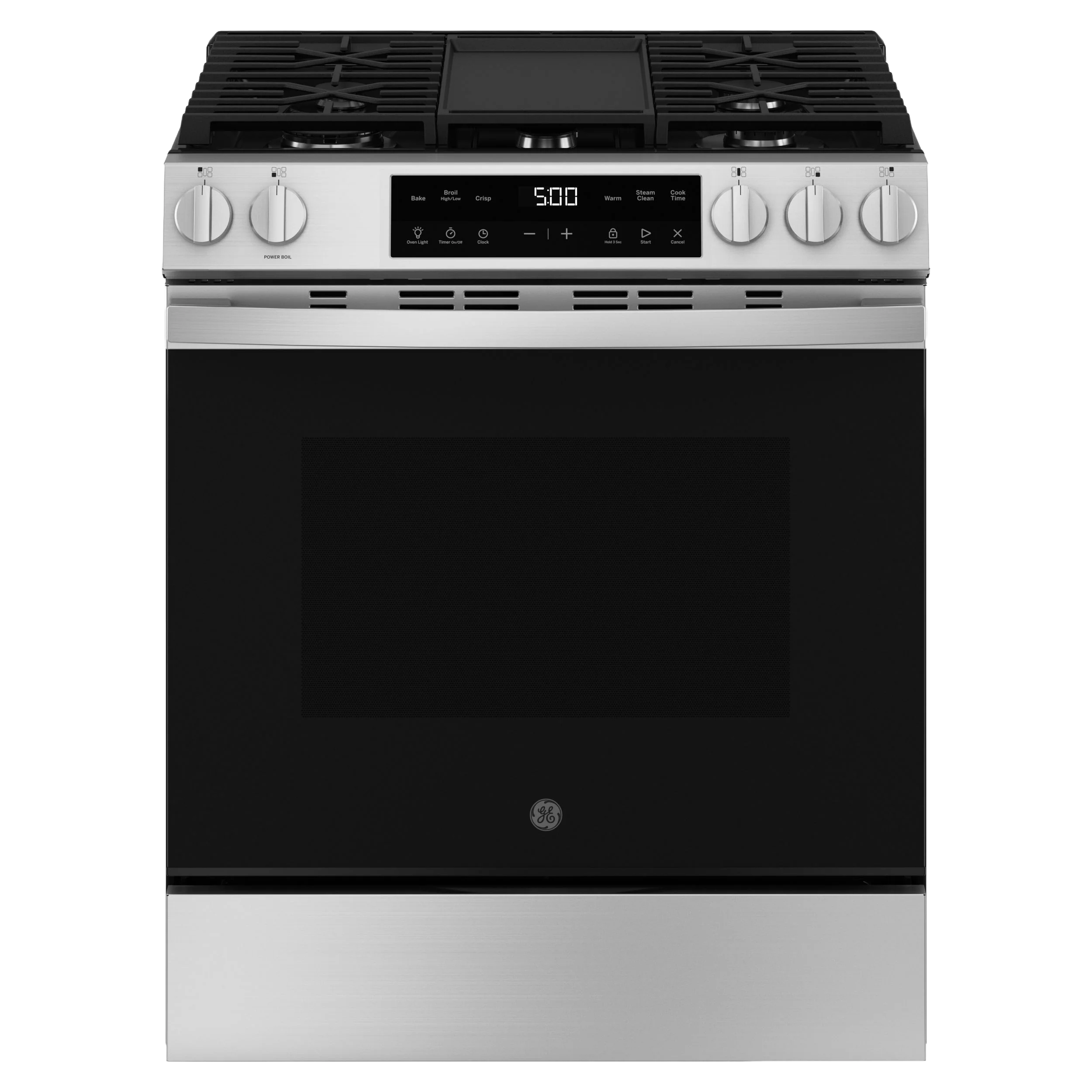 Durable GE® 30 Slide-In Front Control Gas Range with Crisp Mode World-Class
