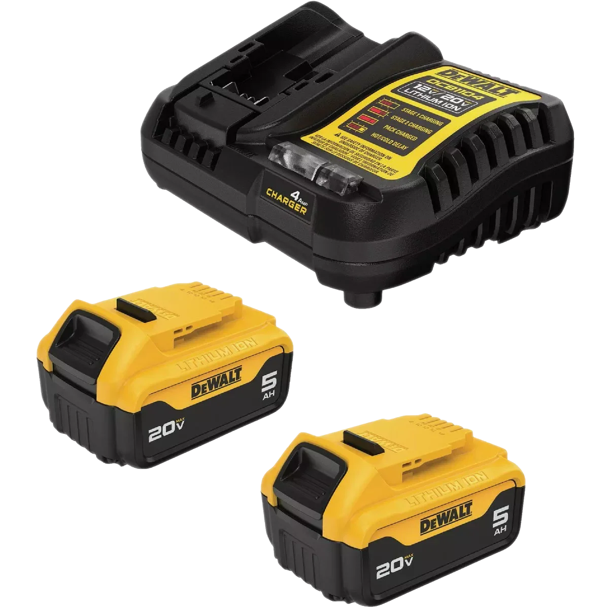 Premium Material DEWALT 20V MAX Lithium-Ion 2 5.0 Ah Battery Pack Charger Kit First-Class
