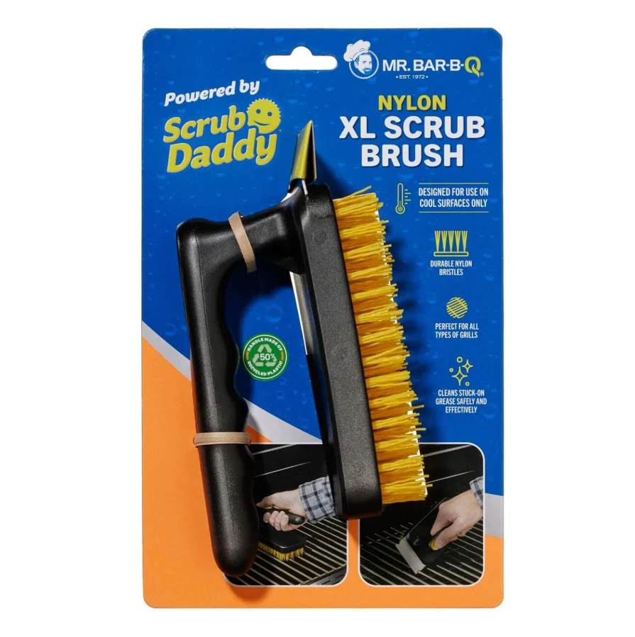 Natural Mr. Bar-B-Q Nylon XL Scrub Brush Powered by Scrub Daddy Consistent