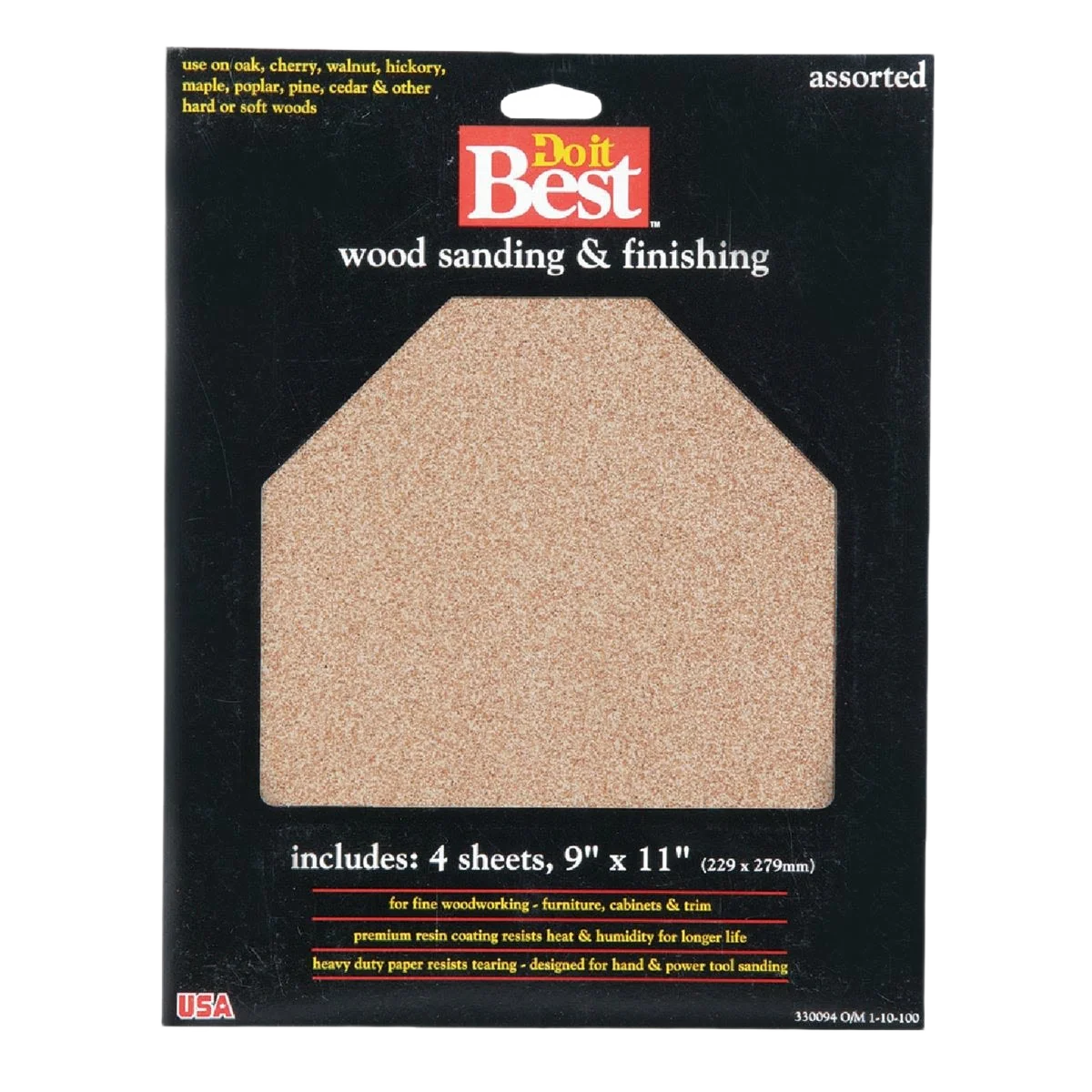 Contemporary Do it 9 x 11 Bare Wood Assorted 220 150 100 60-Grit Sandpaper 5-Pack Fine Crafted