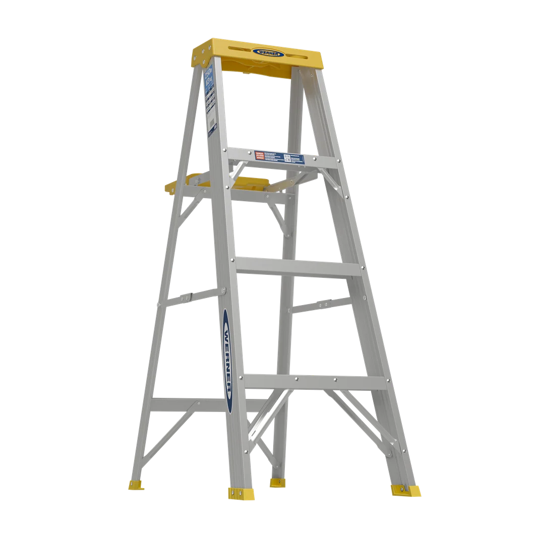 Comfortable Werner Aluminum Step Ladder with 250 lb. Load Capacity 4 ft. Smooth