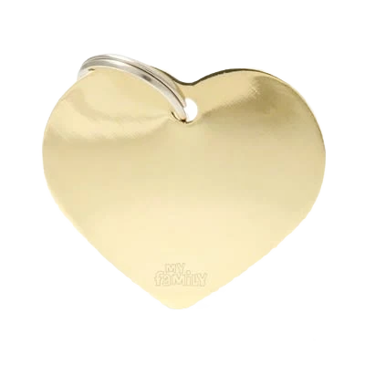 Durable MyFamily Large Gold Heart ID Tag Relaxed