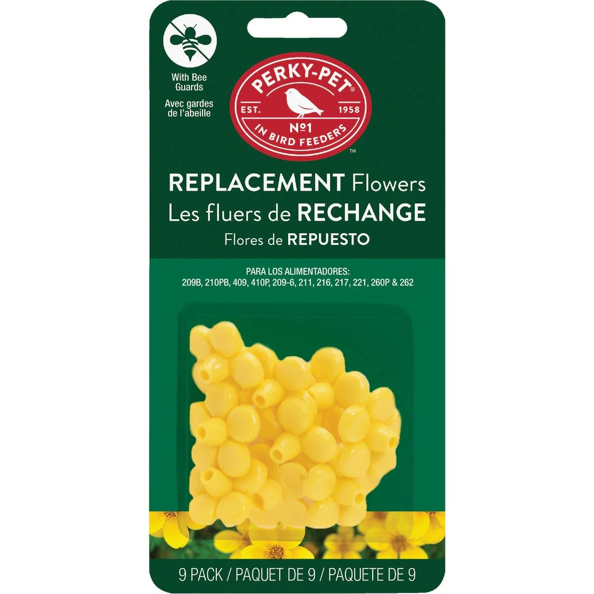 Elegant Perky-Pet Plastic Yellow Hummingbird Feeder Flower 9-Pack Excellent