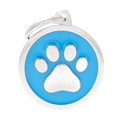 Trusted MyFamily Light Blue Circle Paw ID Tag Specialty