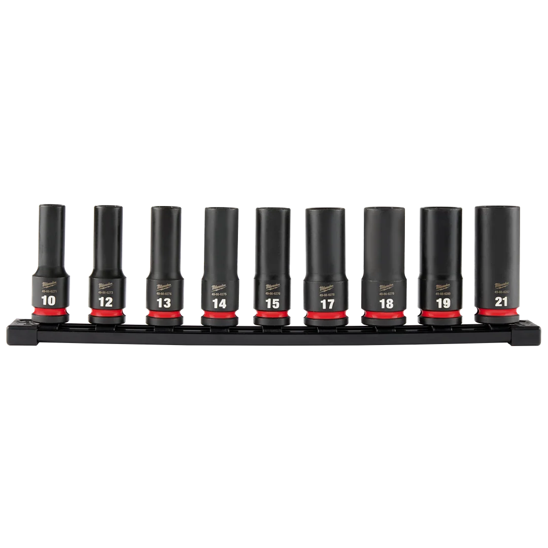 Natural Milwaukee SHOCKWAVE™ Impact Duty™ 9-PC 1 2 Drive Metric 6 Point Sockets Exclusive