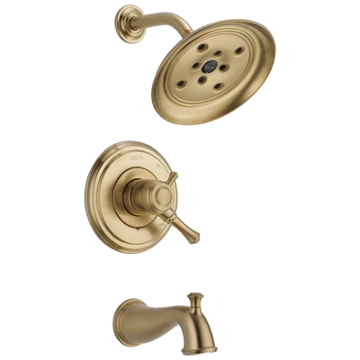Efficient Delta Cassidy Champagne Bronze 17 Series H20Kinetic Tub Shower Trim Eco-Friendly