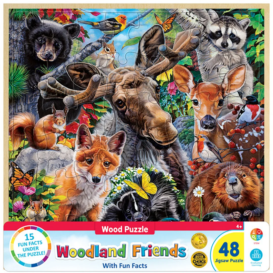 Artisan MasterPieces 48-Piece Woodland Friends Fun Facts Kids Puzzle User-Friendly