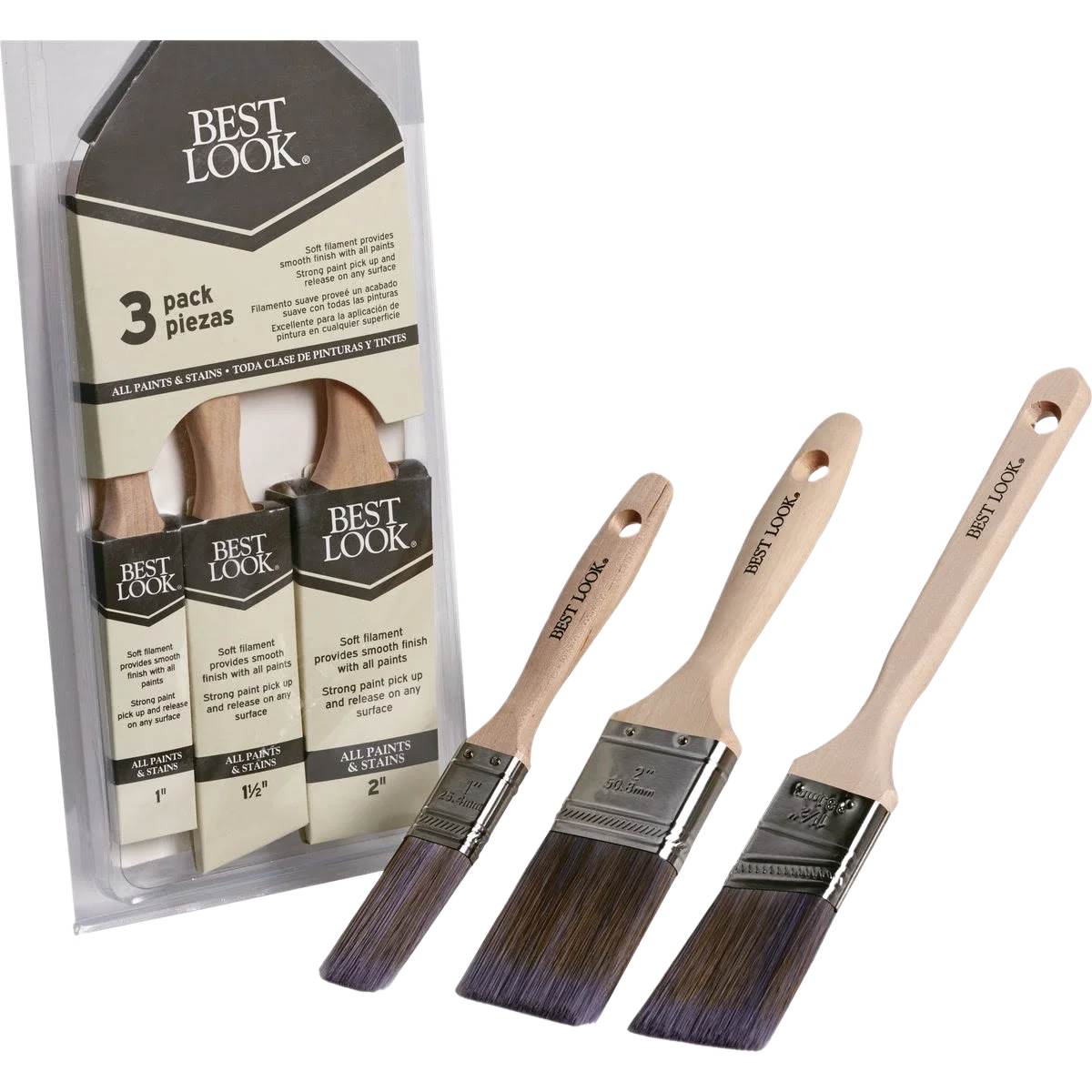 Classic Look 3-Piece Polyester Paint Brush Set Contemporary