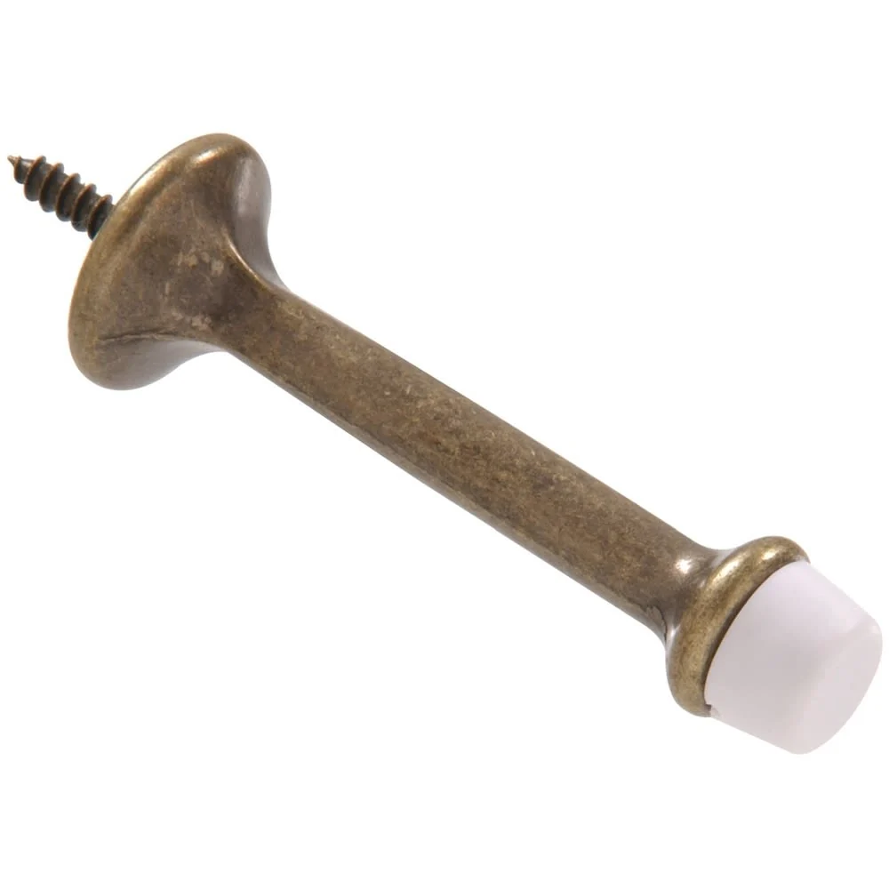 Relaxed Hillman Antique Brass Square Type Rigid Door Stop 3 in. Modern