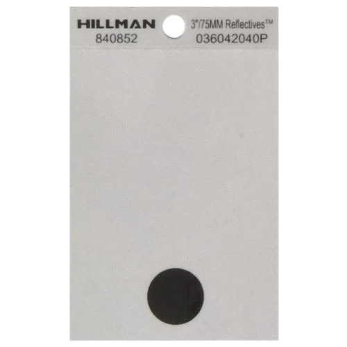 Enhanced Hillman 3 in. Black Silver Reflective Mylar Sticker Wide Style Period . Solid