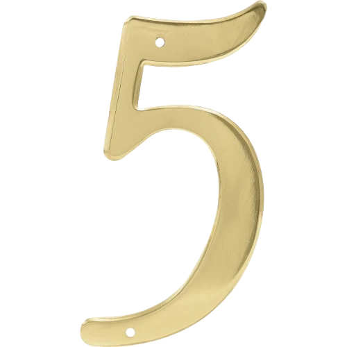Outstanding Hillman 4-In. Nail-On Brass House Number 5 Exceptional