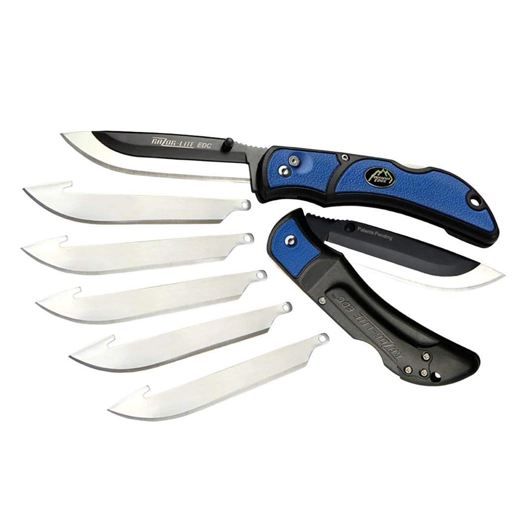 Reusable Outdoor Edge Razor-Lite Replaceable Blade 3.5 In. Folding Knife Blue Relaxed