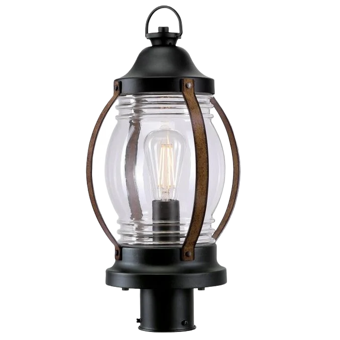 Clean Westinghouse Canyon Black Barnwood with Clear Glass Outdoor Post Top Fixture 18.5 in. Expertly Made