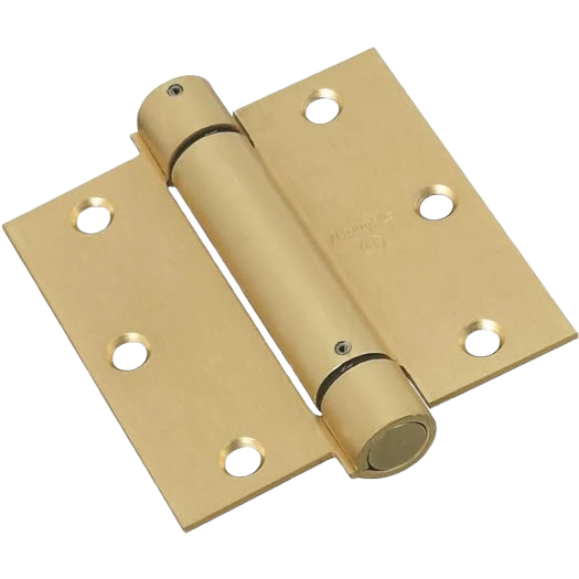 Superior National Hardware 3-1 2 Square Satin Brass Spring Door Hinge Minimalist