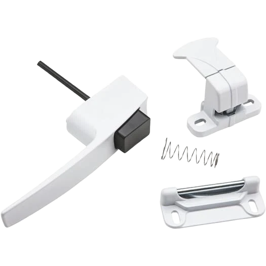 Casual National Hardware White Push Button Latch with 1-3 4 Hole Spacing Secure