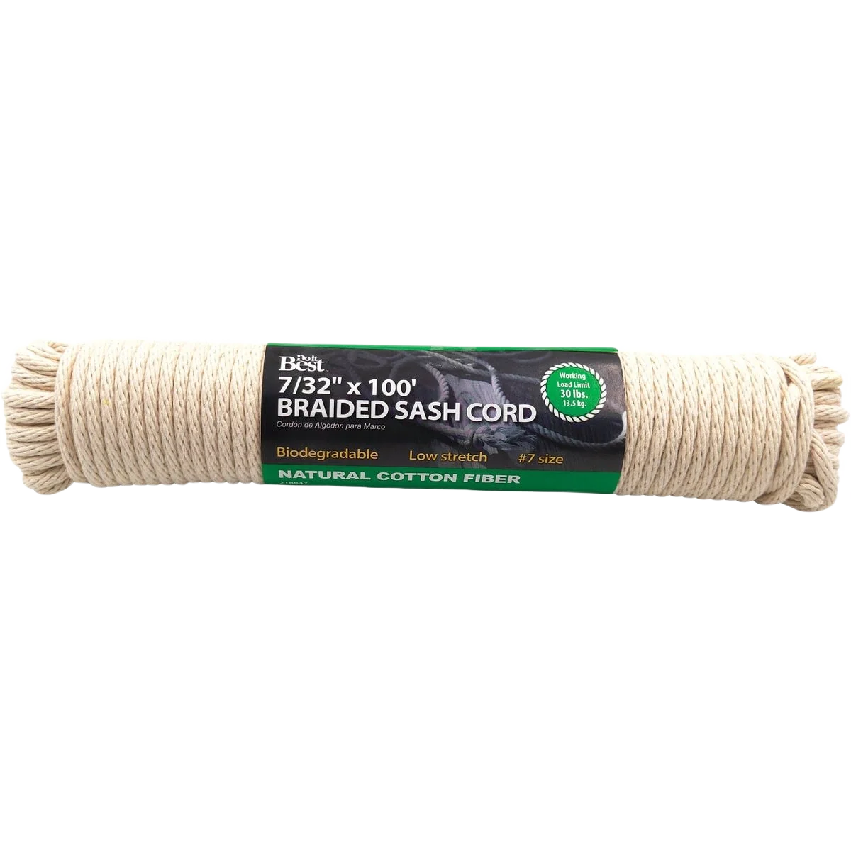 Refined Do it White Solid Braided Cotton Sash Cord 7 32 In. x 100 Ft. Contemporary