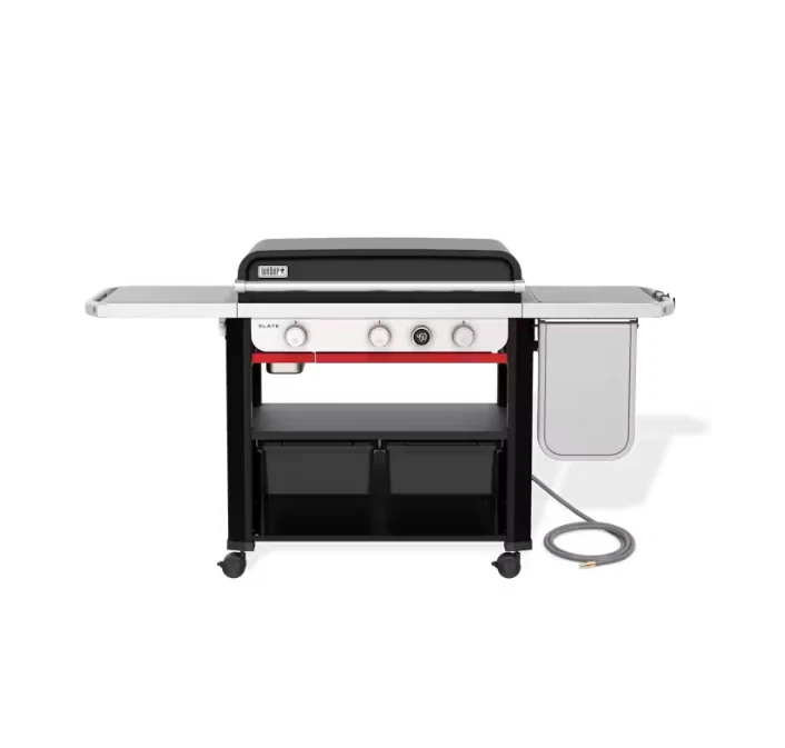Smart Weber Slate 30 Rust-Resistant Griddle with Extendable Side Table Natural Gas Modern