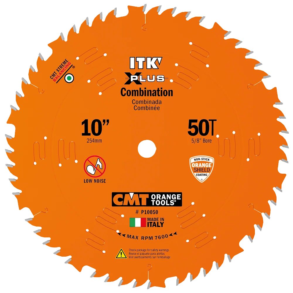 Solid CMT Orange Tools 10 50T Itk-Xplus® Combination Saw Blade Crafted