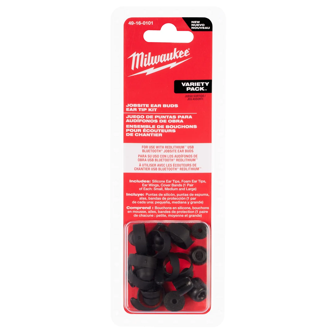 Original Design Milwaukee Jobsite Ear Buds Ear Tip Kits Variety Pack Long-Lasting