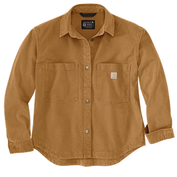 Classic Carhartt Women’s Sm Brown Rugged Flex reg Loose Fit Heavyweight Duck Overshirt Comfortable