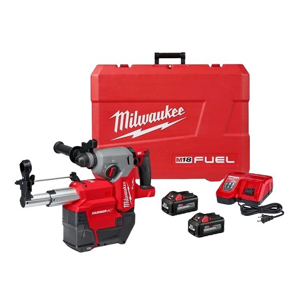 High-Performance Milwaukee M18 FUEL™ 1 SDS Plus Rotary Hammer w Dust Extractor Kit Powerful