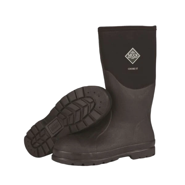 Authentic Muck Men’s Black Chore Steel Toe Boots 8 Dependable