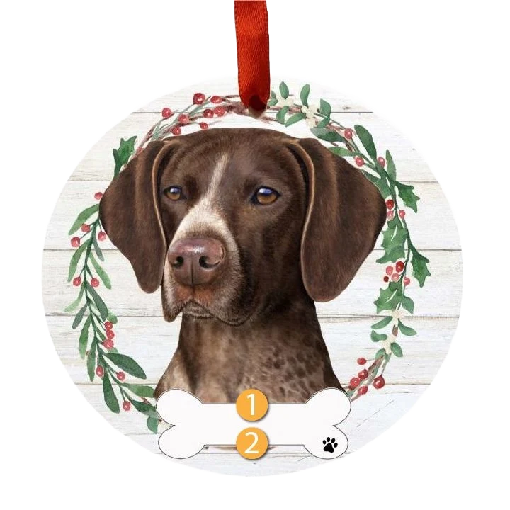 Quality E S Pets Personalized German Shorthaired Pointer Face Wreath Ornament Unique