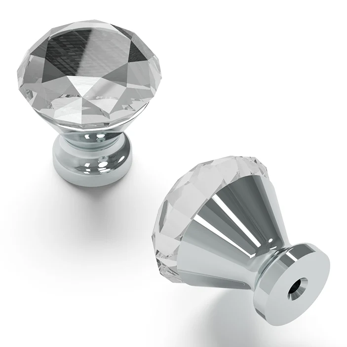 Elegant Hickory Hardware 1-1 4 Glass with Chrome Crystal Palace Knob Durable