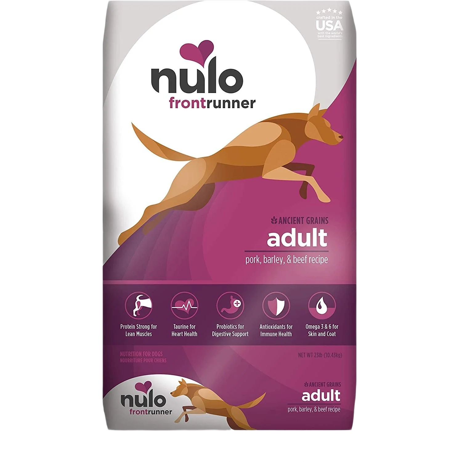 Fine Nulo Frontrunner Protein Pork Barley Beef Recipe Dry Adult Dog Food 23 lb. Traditional