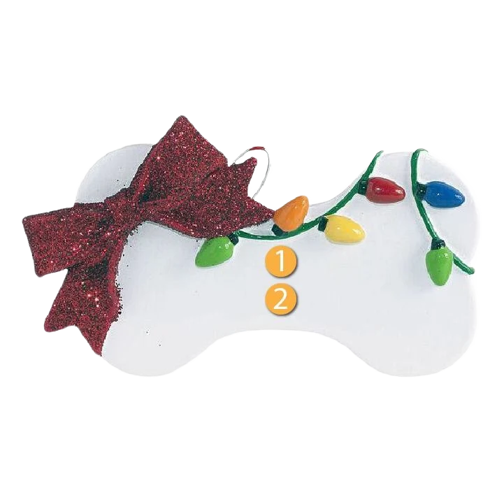 High-End Rudolph Me Personalized Dog Bone with Holiday Lights Ornament Sustainable