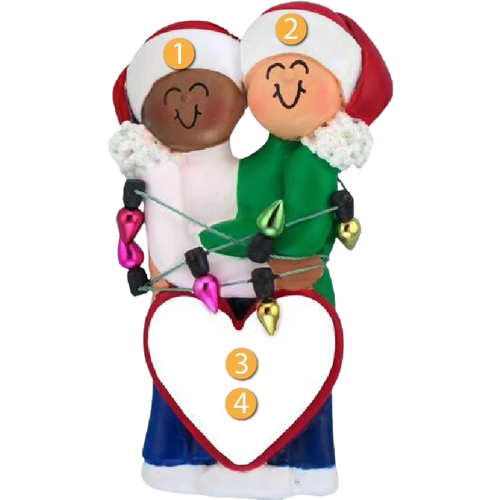 Original Design Ornament Central Personalized Interracial Christmas Couple Ornament Convenient