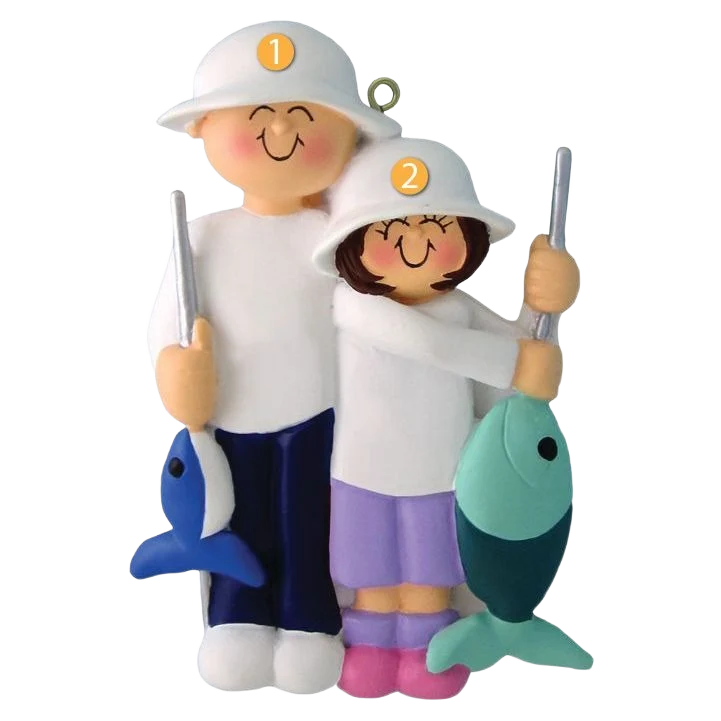 Fine Crafted Ornament Central Personalized Male Female Fishing Friends Ornament Consistent