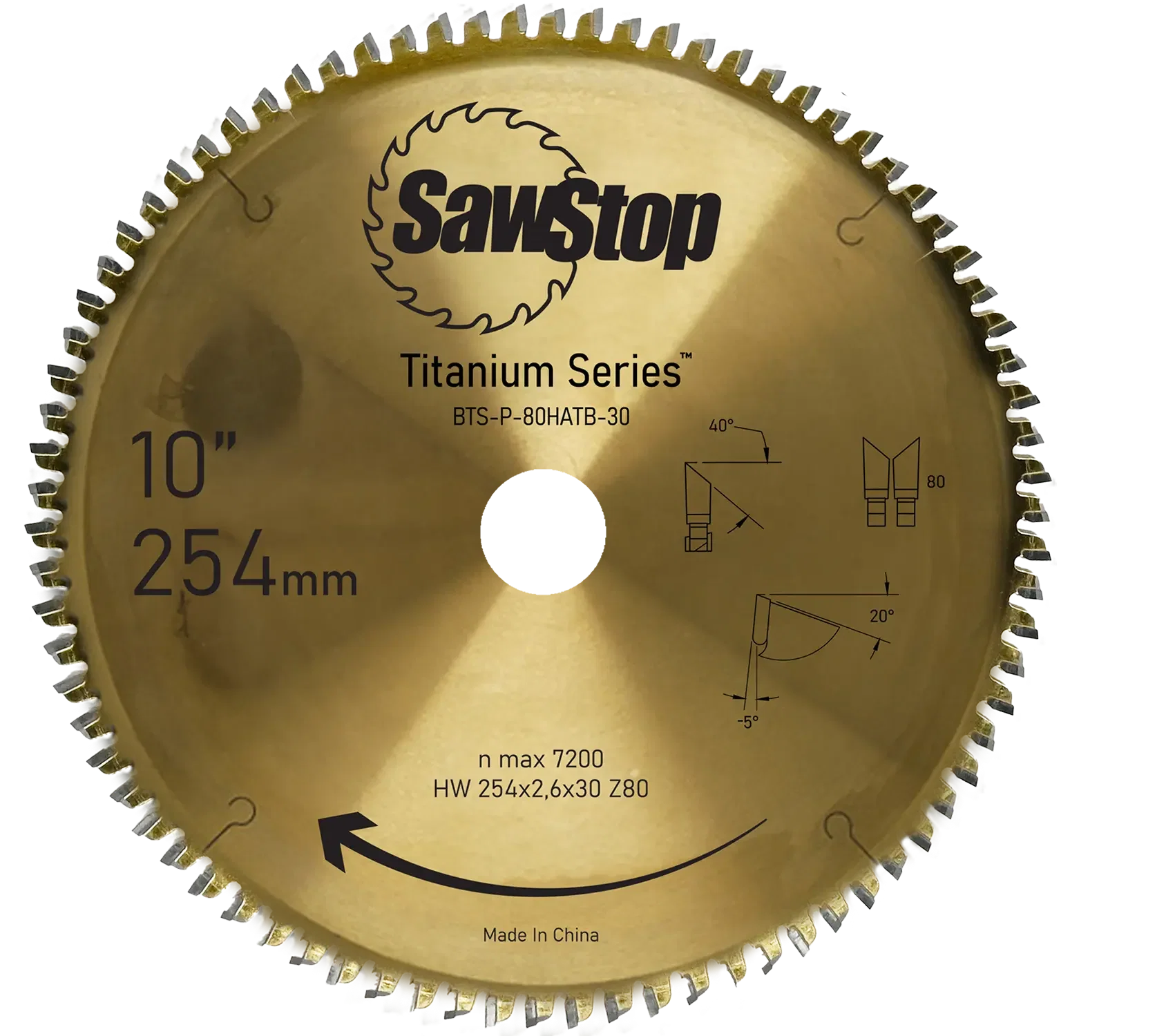 High-End SawStop 10 80-Tooth Saw Blade Certified