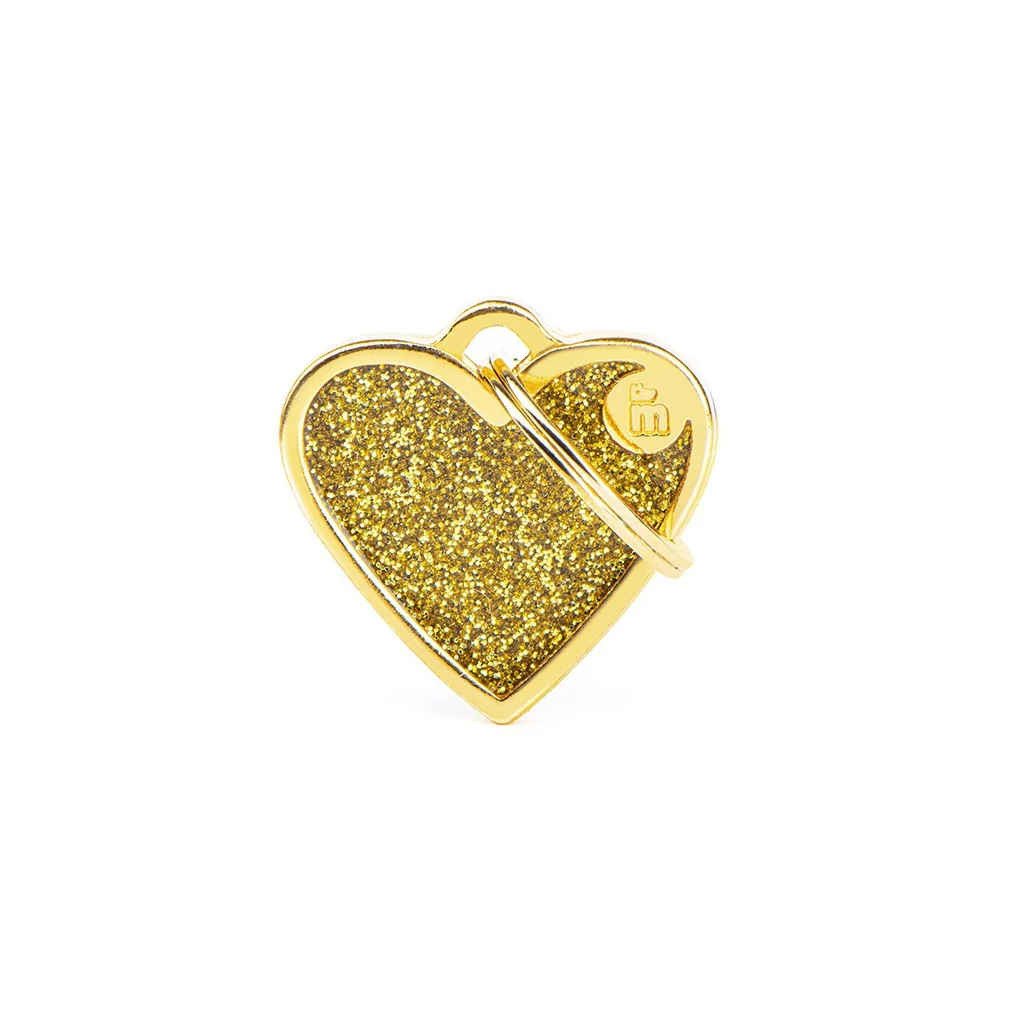 Expertly Made MyFamily Shine Small Gold Glitter Heart Tag Crafted